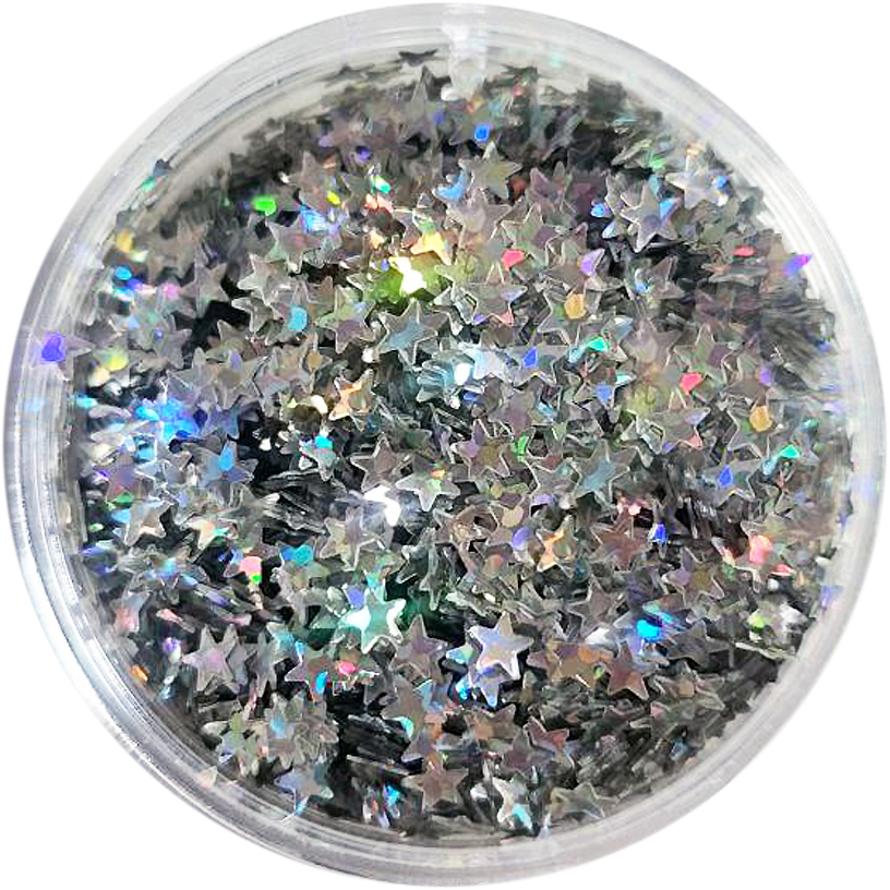 Biodegradable Glitter Silber-Sterne, 6g wasserlöslicher, biologisch abbaubarer Glitzer