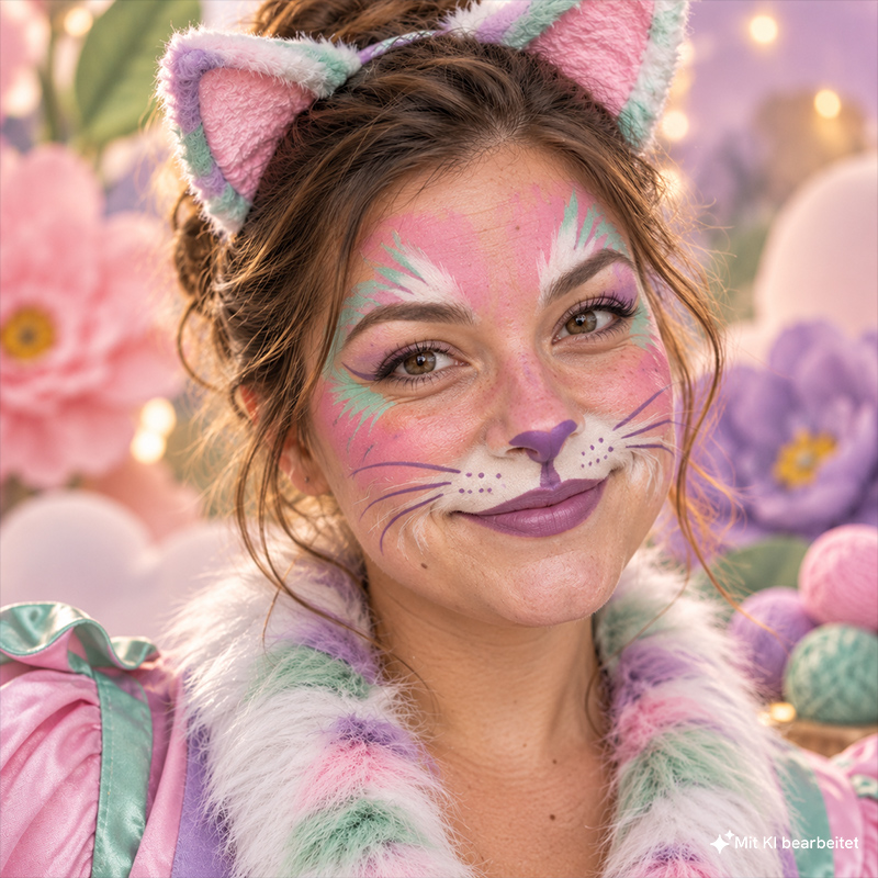 Motiv-Set Pastellkatze mit 4 Farben, Pinsel und Anleitung