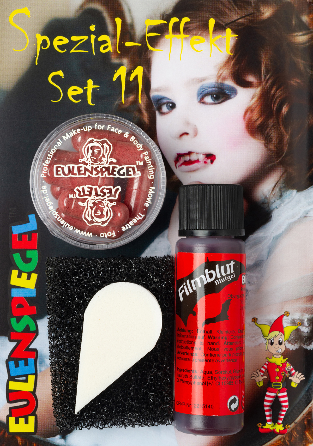 Spezial-Effekt Set 11, Filmbl.,Blutkapsel,Bart-St. Filmblut20ml,Blutkapsel,Bart-St.&Latex-Schwamm
