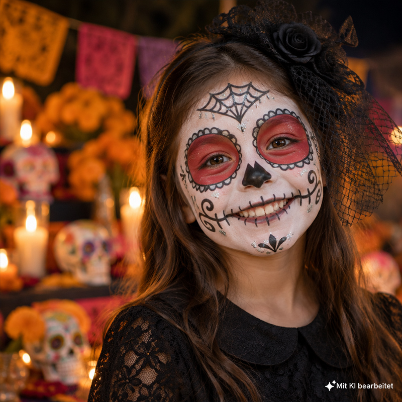 Motiv-Set Sugar Skull mit 4 Farben, Pinsel und Anleitung