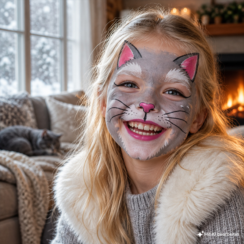 Motiv-Set Schmusekatze mit 4 Farben, Pinsel und Anleitung