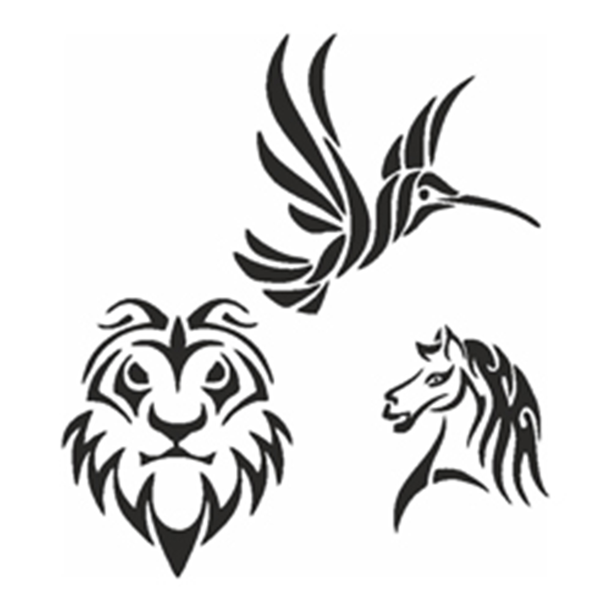 Selbstklebe Schablonen Set Tribal Animals Vorlagen zum Ausmalen