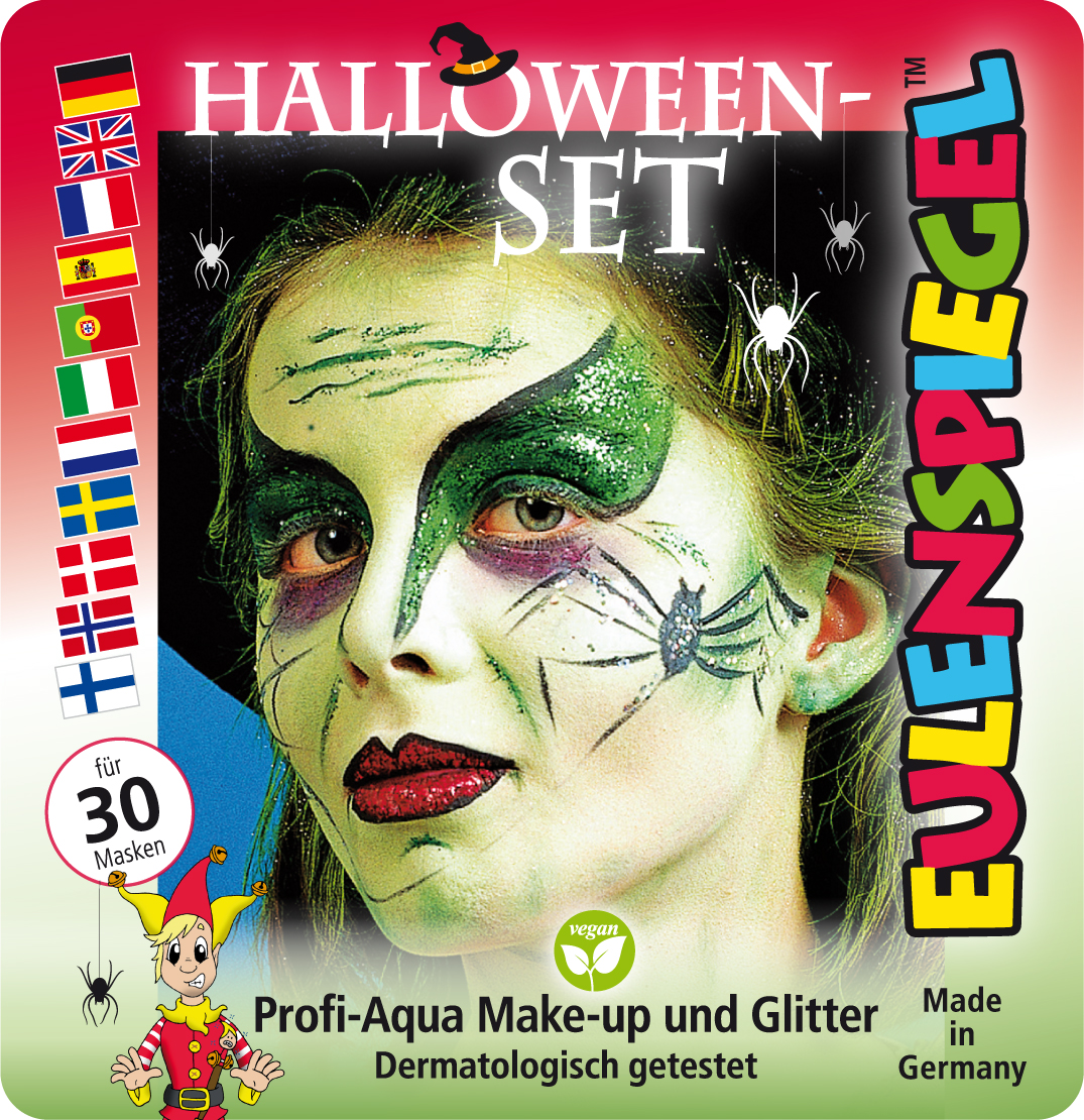 Motiv-Set Halloween mit 3 Farben, Glitzer, Pinsel und Anleitung