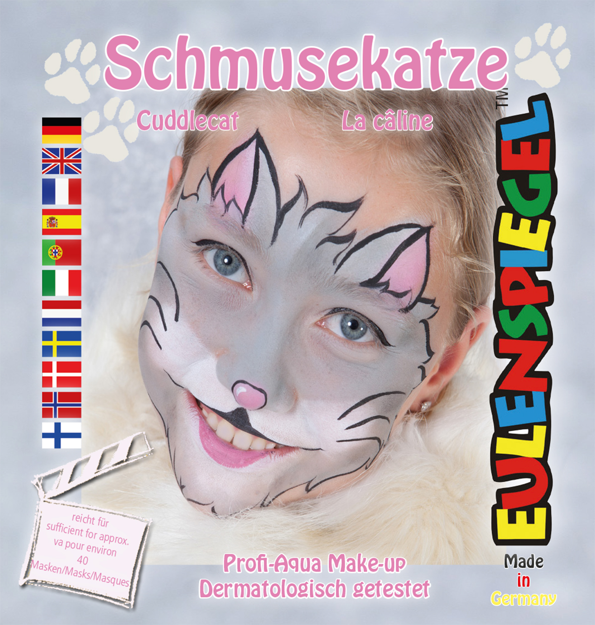 Motiv-Set Schmusekatze mit 4 Farben, Pinsel und Anleitung