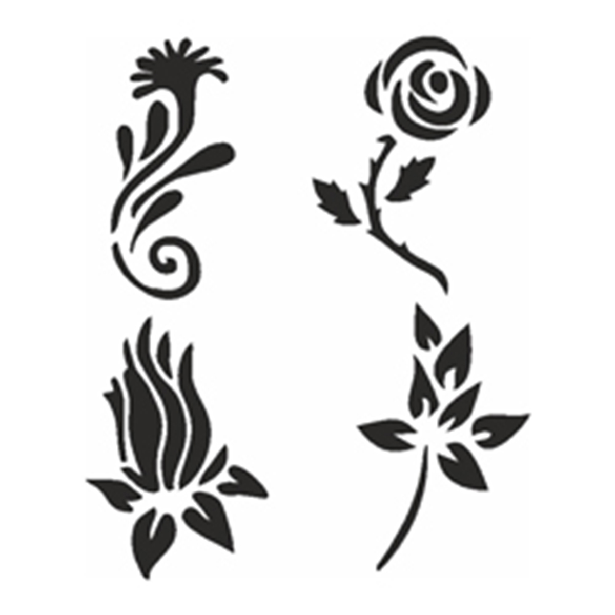 Selbstklebe Schablonen Set Flowers Vorlagen zum Ausmalen