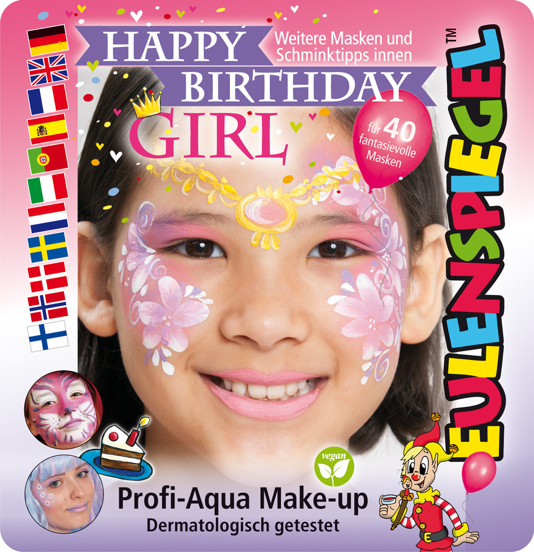 Motiv-Set Happy Birthday Girl mit 3 Farben, Glitzer, Pinsel und Anleitung