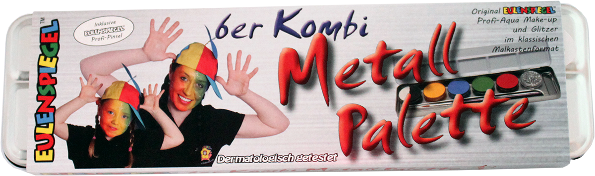 5 Farben 1 Glitzer Metall-Palette im Metalletui und 1 Profi-Pinsel