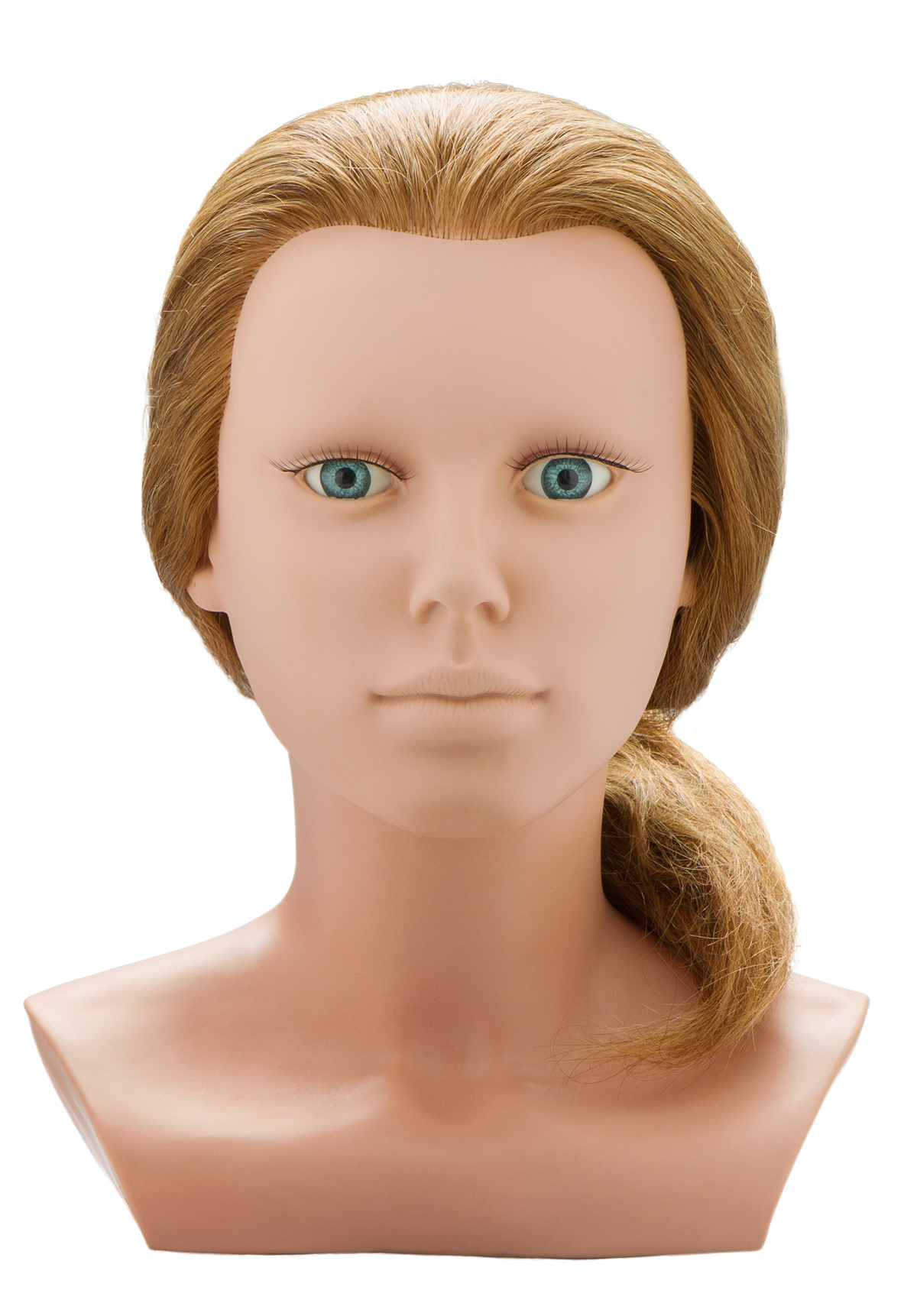 Übungskopf "Competition-Pur" Echthaar (mittelblond), Glasaugen & Wimpern
