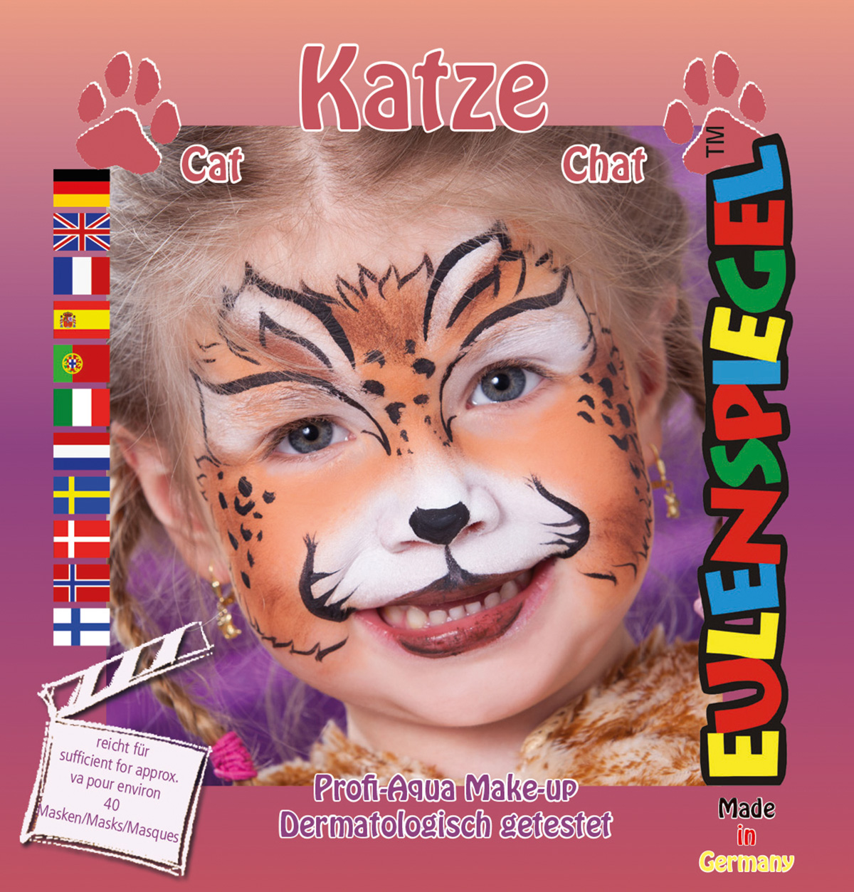 Motiv-Set Katze mit 4 Farben, Pinsel und Anleitung