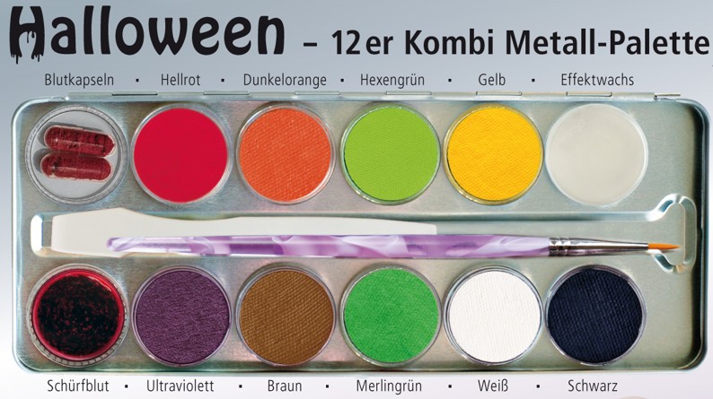 Hallloween - 12 Farben Kombi-Metall-Palette exklusive Halloweenzusammenstellung