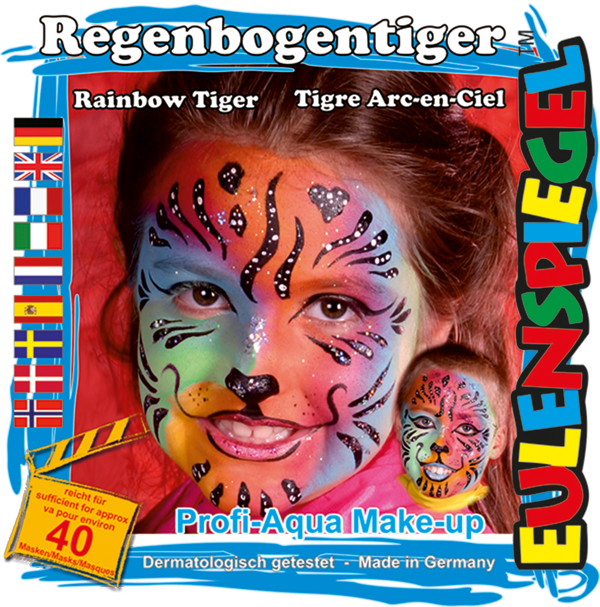 Motiv-Set Regenbogentiger mit 4 Farben, Pinsel und Anleitung
