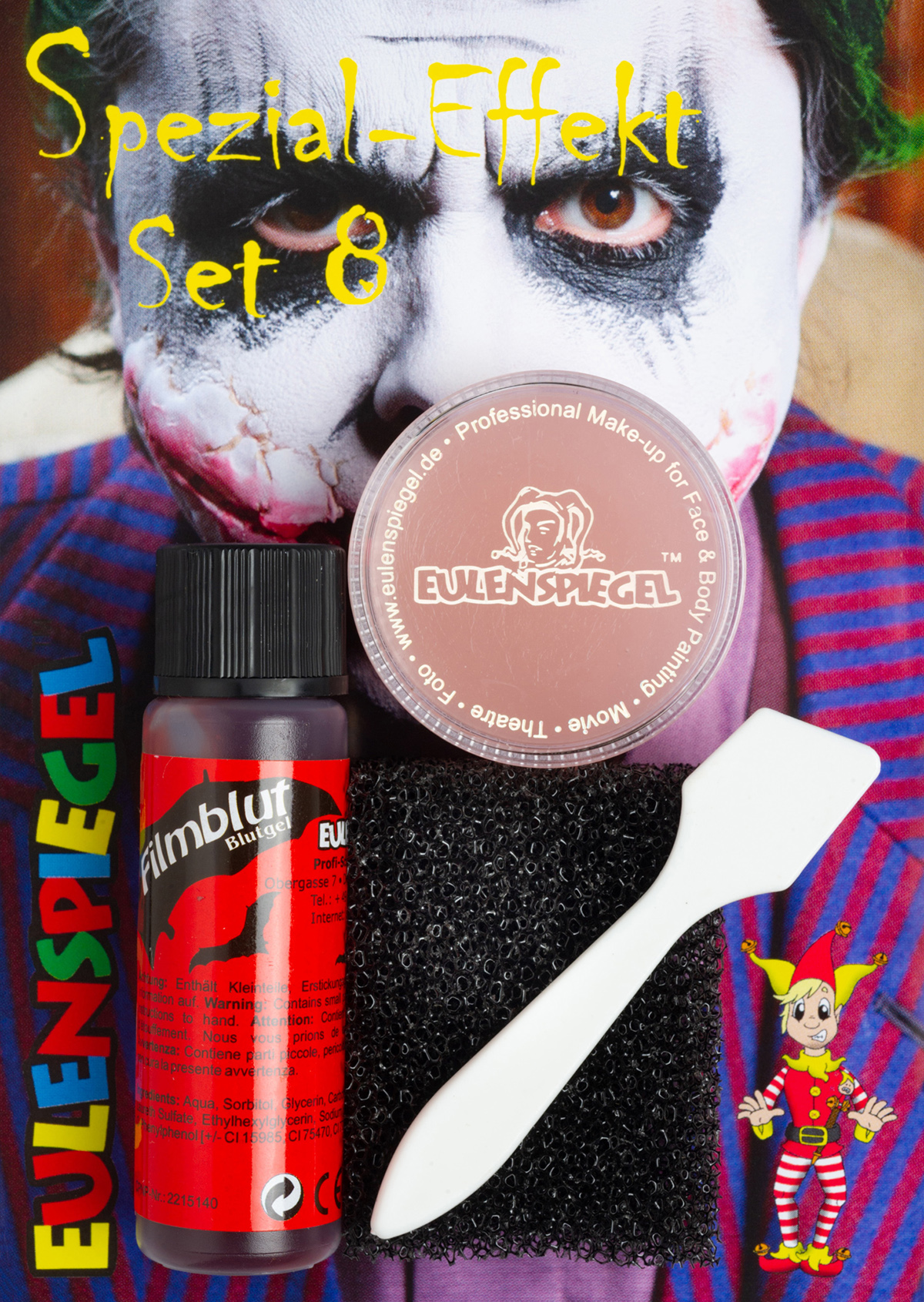 Spezial-Effekt Set 8, Filmblut,Effektwax,Bart-St.S Filmblut20ml,Effektwax12ml,Bart-Stoppel-Sch,Spatel