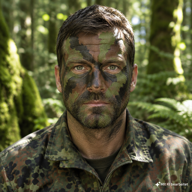 Motiv-Set Camouflage mit 4 Farben, Pinsel und Anleitung