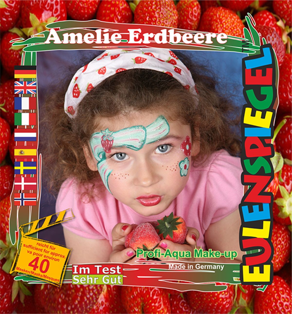 Motiv-Set Amelie Erdbeere mit 4 Farben, Pinsel und Anleitung