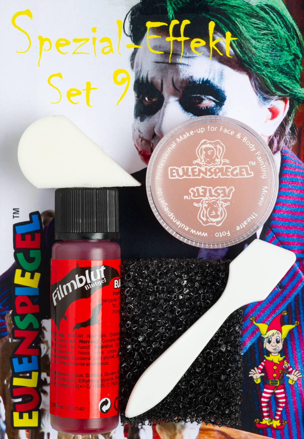 Spezial-Effekt Set 9,Filmblut,Effektwax,Bart-St.Sc Filmblut20ml,Effektwax12ml,Bart-St.&Latex-S,Spatel