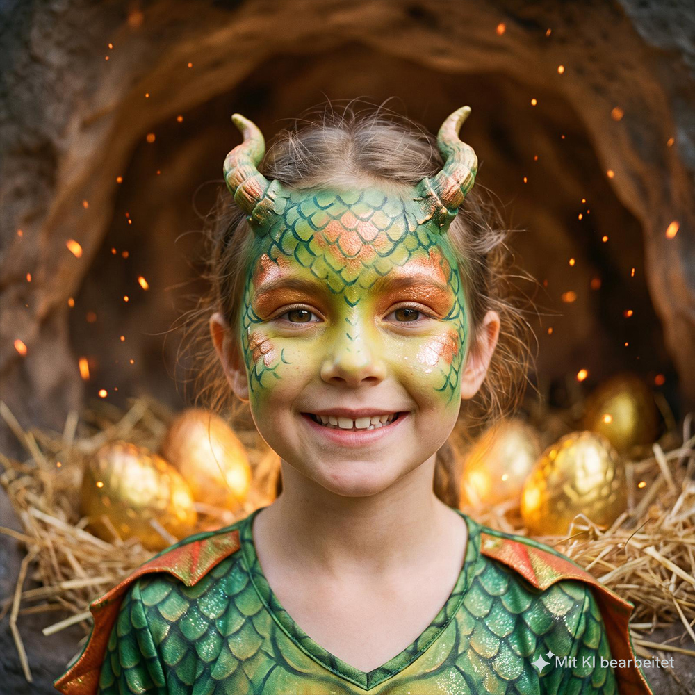 Motiv-Set Kleiner Drache mit 4 Farben, Pinsel und Anleitung