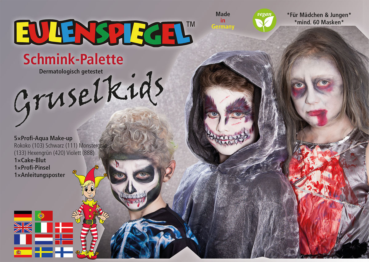 Gruselkids - Schminkpalette mit Anleitung 6 Farben, Pinsel und Anleitung