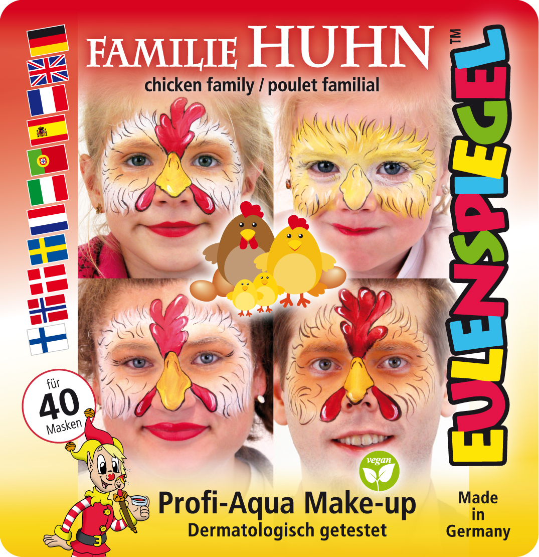 Motiv-Set Familie Huhn 4 Farben, Pinsel und Anleitung