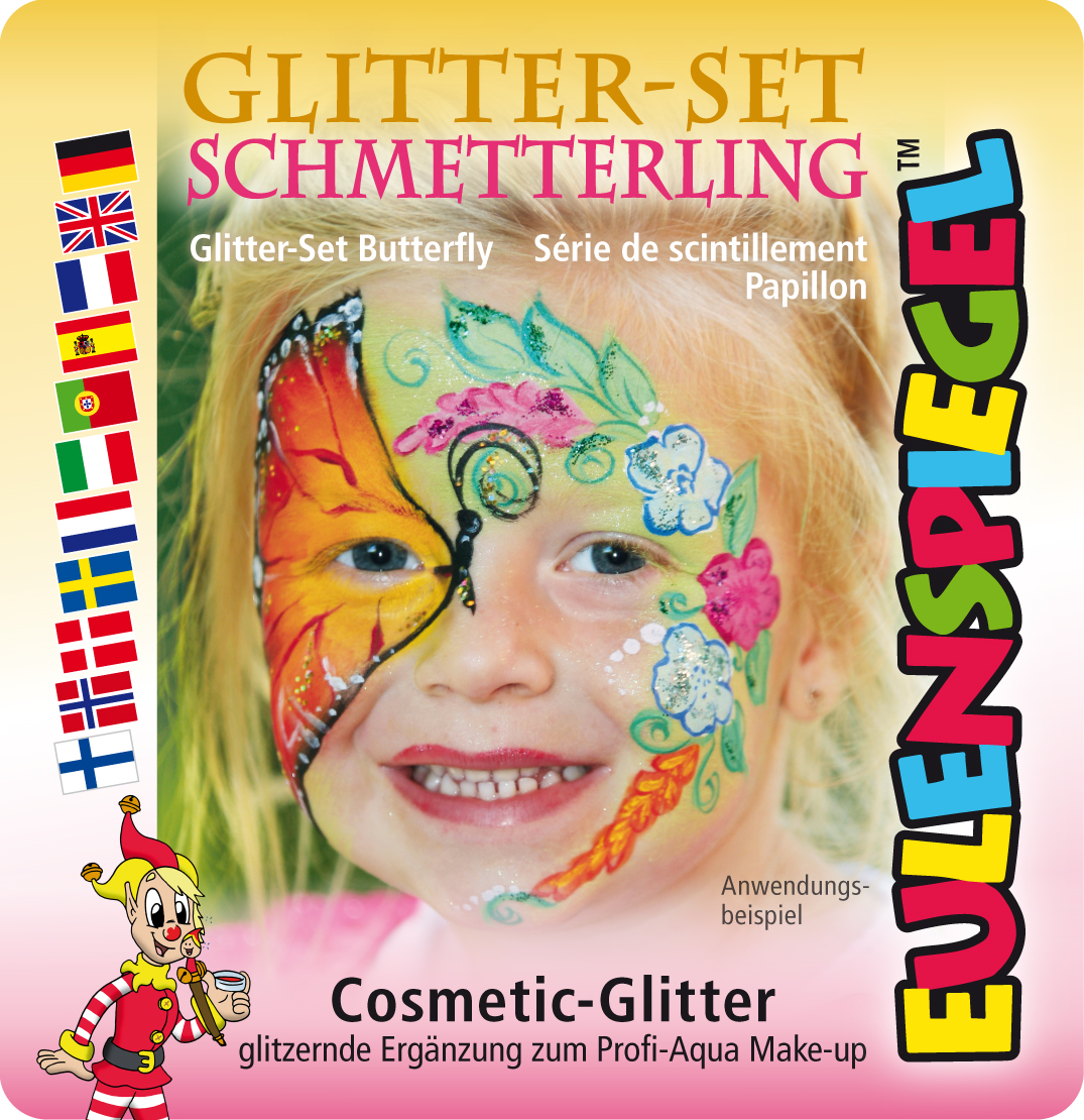 Glitzer Set Schmetterling MeeresBlau, ArticBl., HellPink, ClassicGold