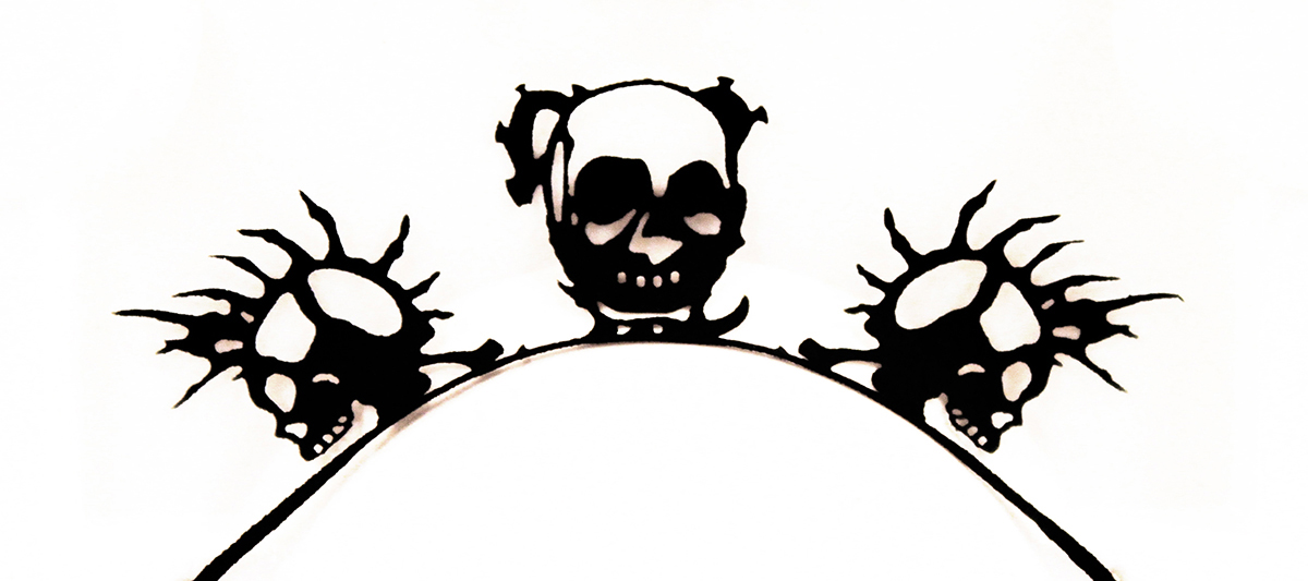 Papier-Wimpern, Skull - schwarz 