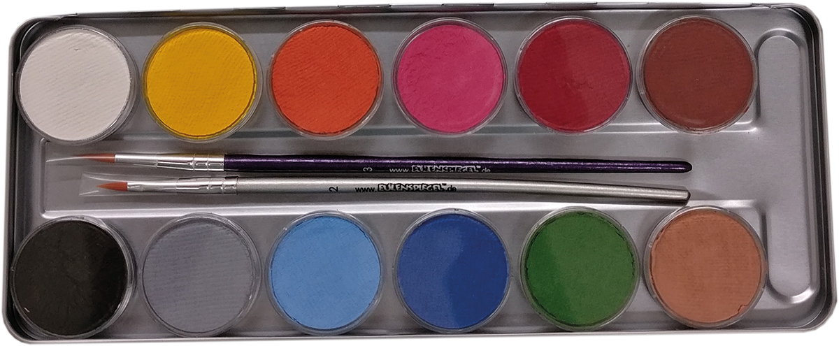 Karneval der Tiere Metall-Palette im Metalletui und 2 Profi-Pinsel