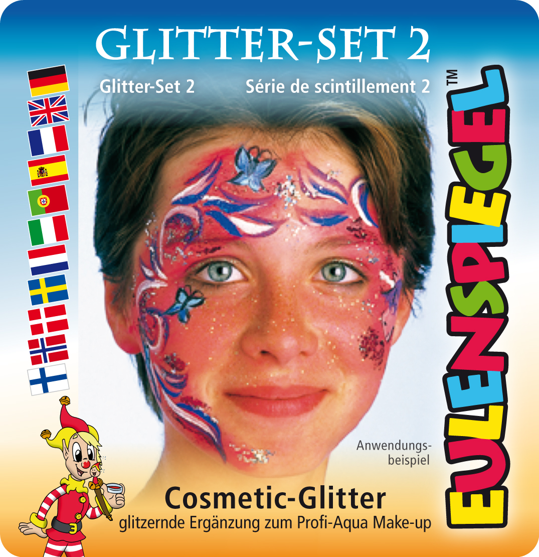 Glitzer Set 2 K.-Rot,K.-Blau,SmaragdGrün,GoldOrange