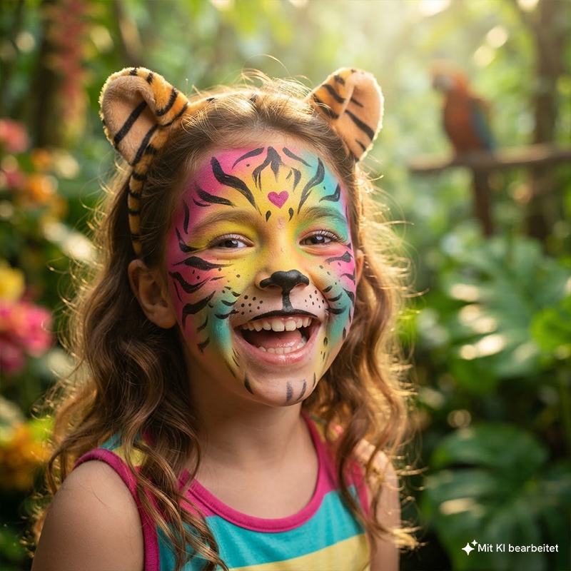 Motiv-Set Regenbogentiger mit 4 Farben, Pinsel und Anleitung