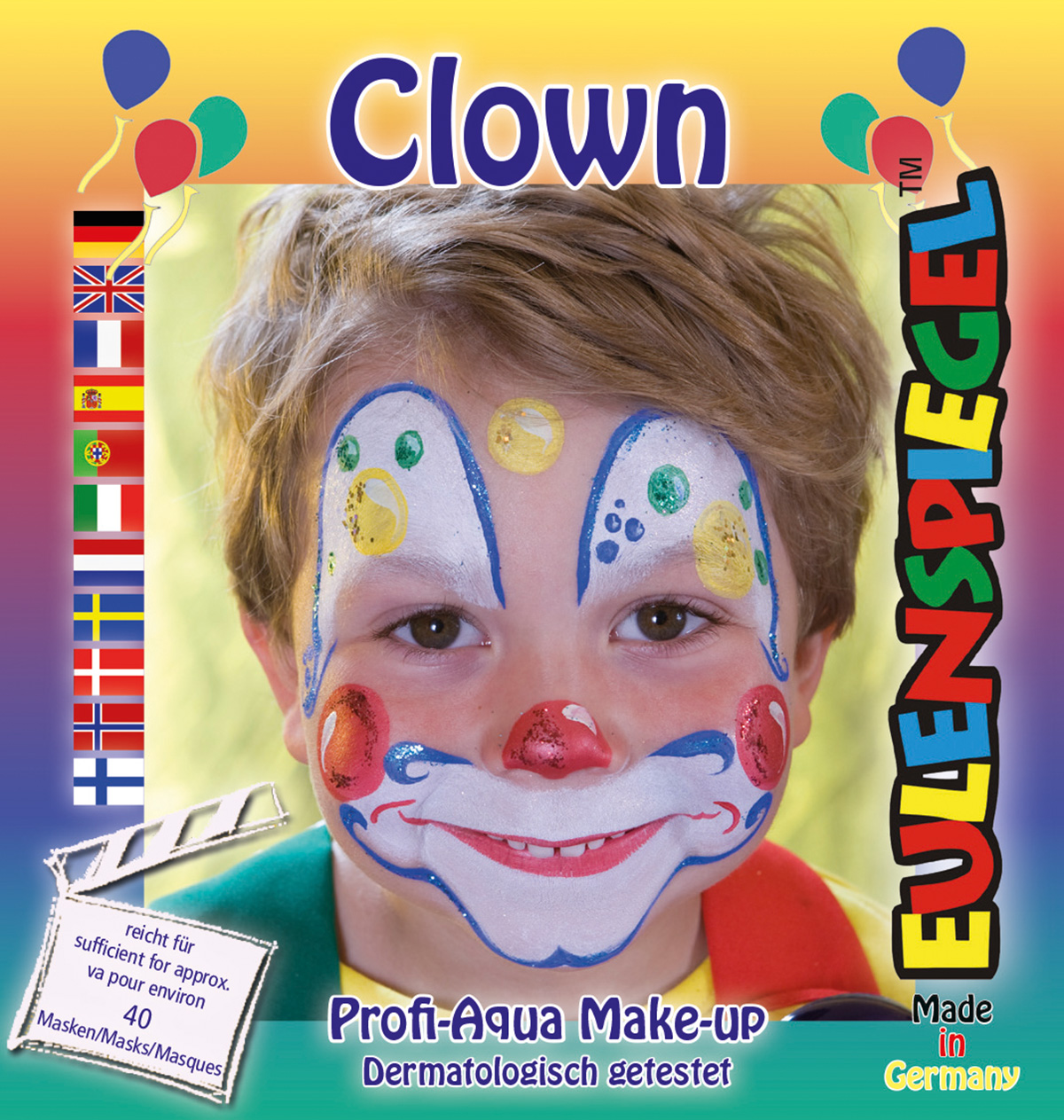 Motiv-Set Clown mit 4 Farben, Pinsel und Anleitung