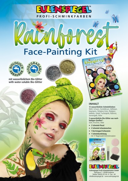 Rainforest Face Painting Kit inkl. biologisch abbaubarem Glitzer