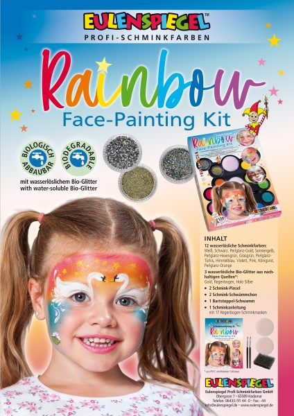 Rainbow Face Painting Kit inkl. biologisch abbaubarem Glitzer